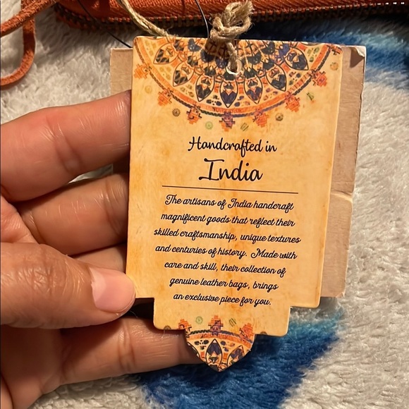 Embossed Leather Wristlet in Rich Brown - Picture 2 of 7